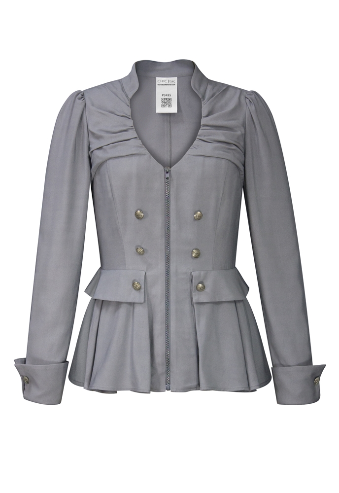 Tencel Zip Pleats Blazer