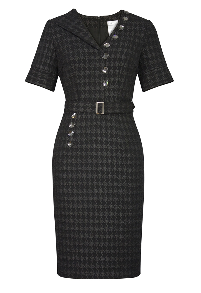 Embossed Jacquard Rhinstone Dress