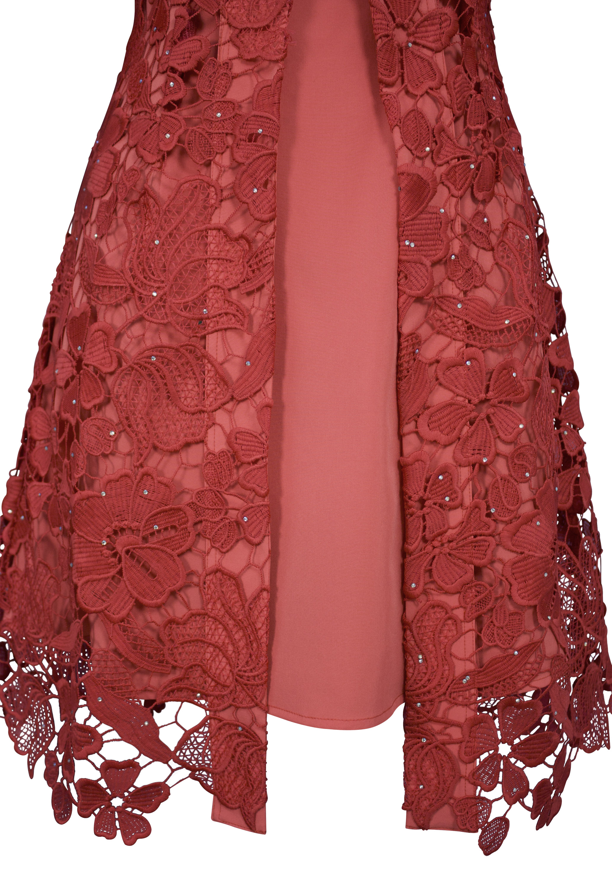 Rhinestone Lace 2Pcs Dress