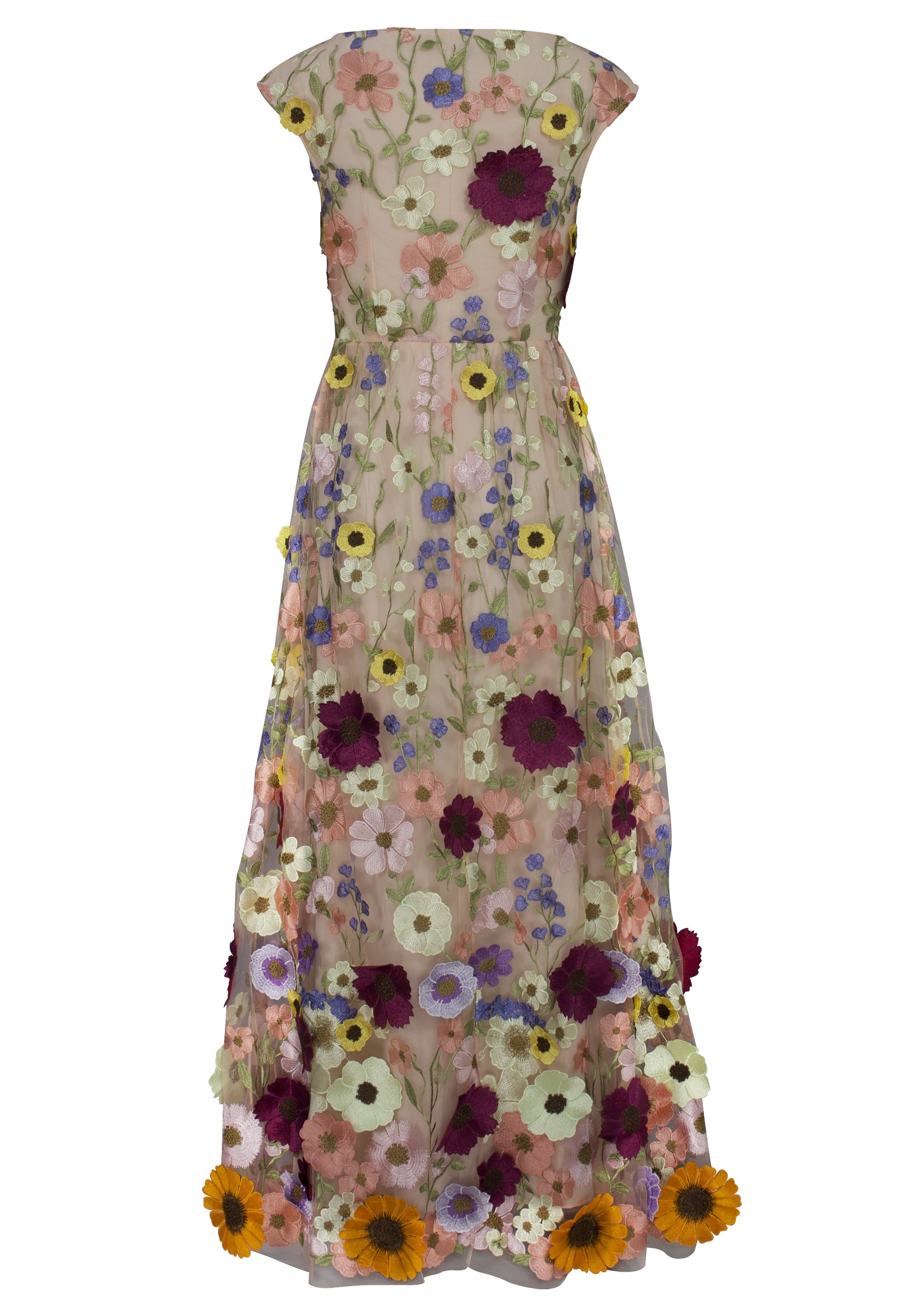 3D Floral Applique Maxi Dress