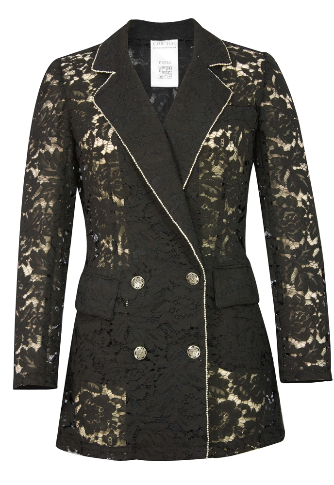 Lace Rhinestone-Trimed Jacket