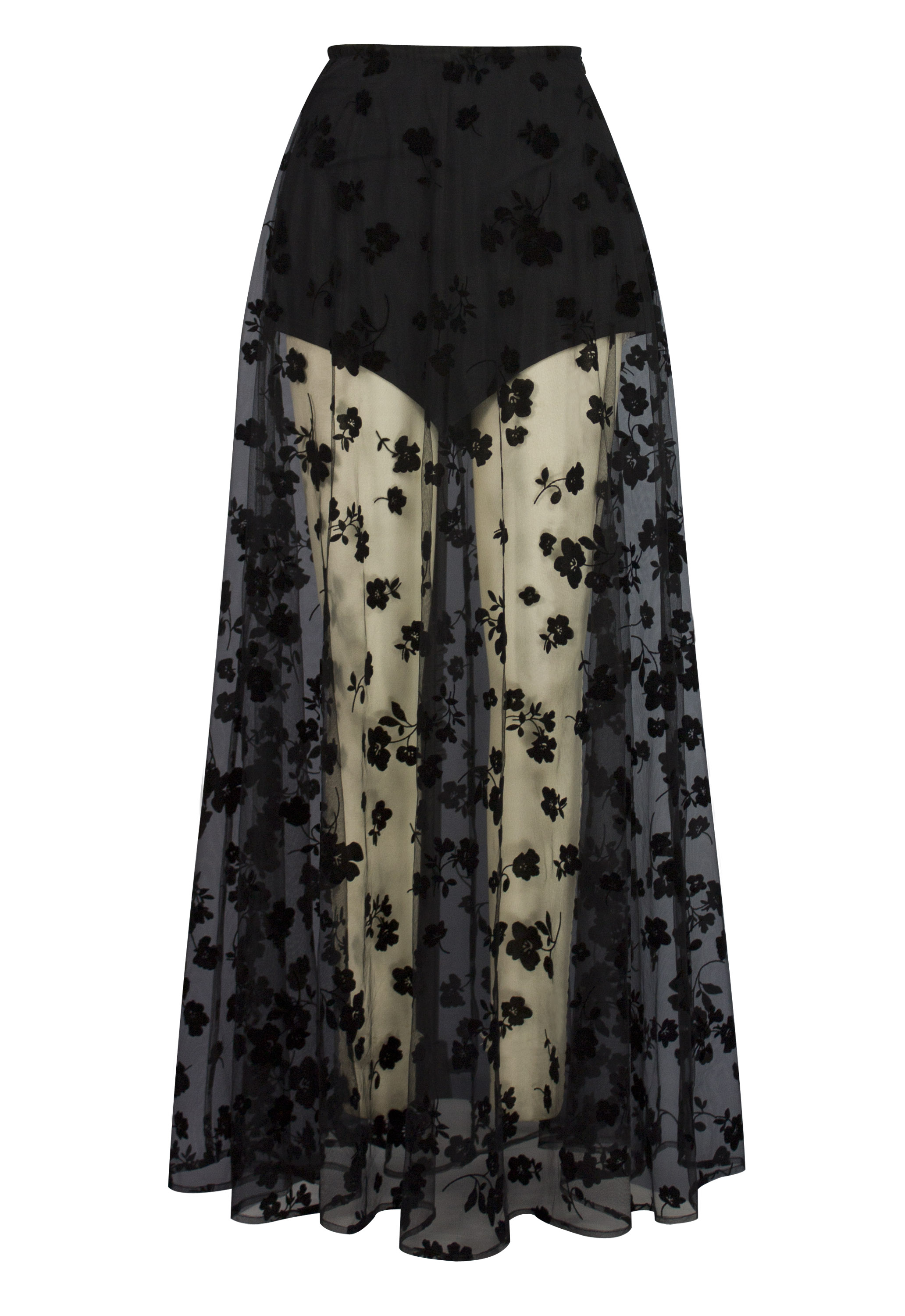 Velvet Mesh Maxi Skirt