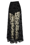 Velvet Mesh Maxi Skirt