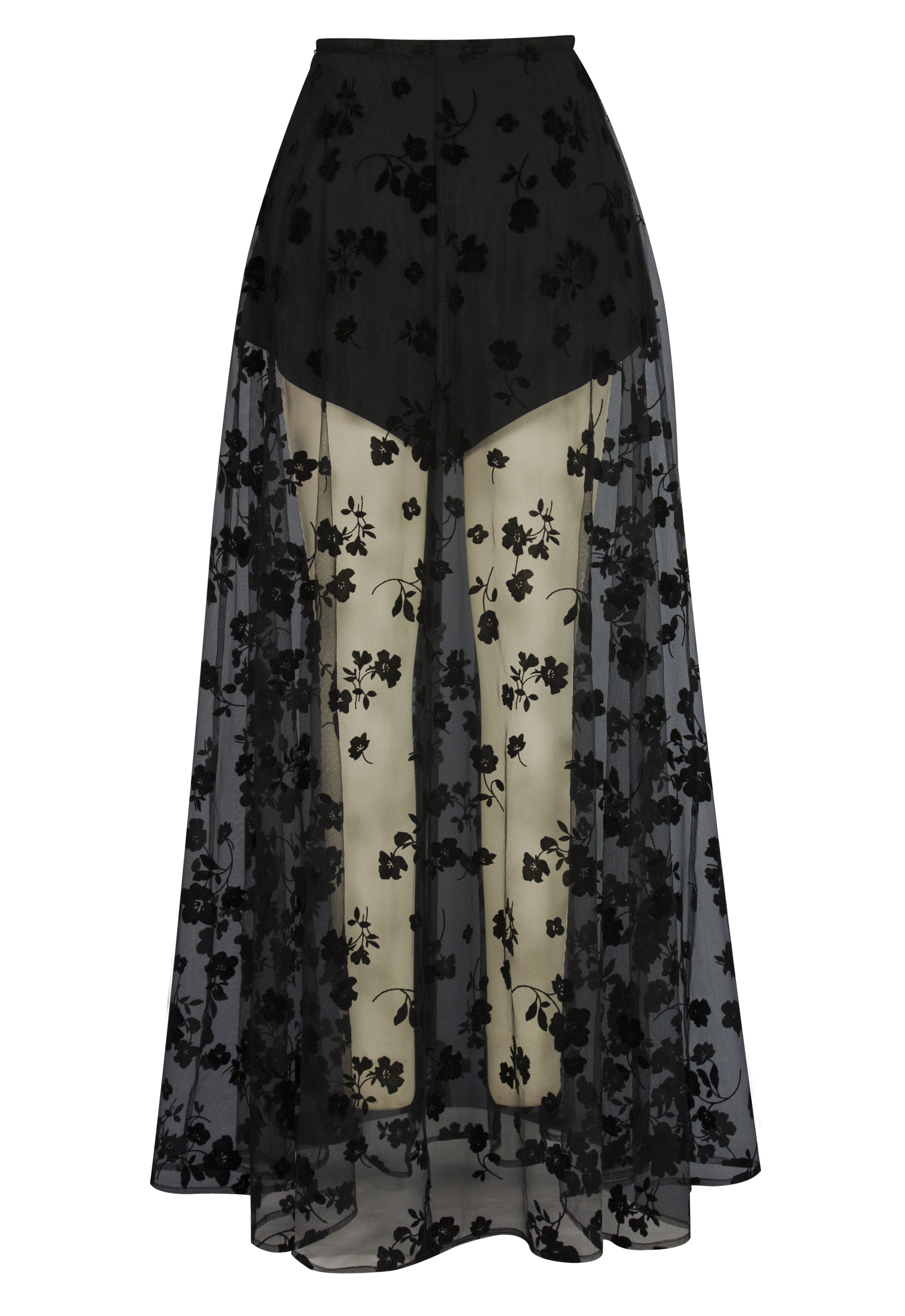 Velvet Mesh Maxi Skirt