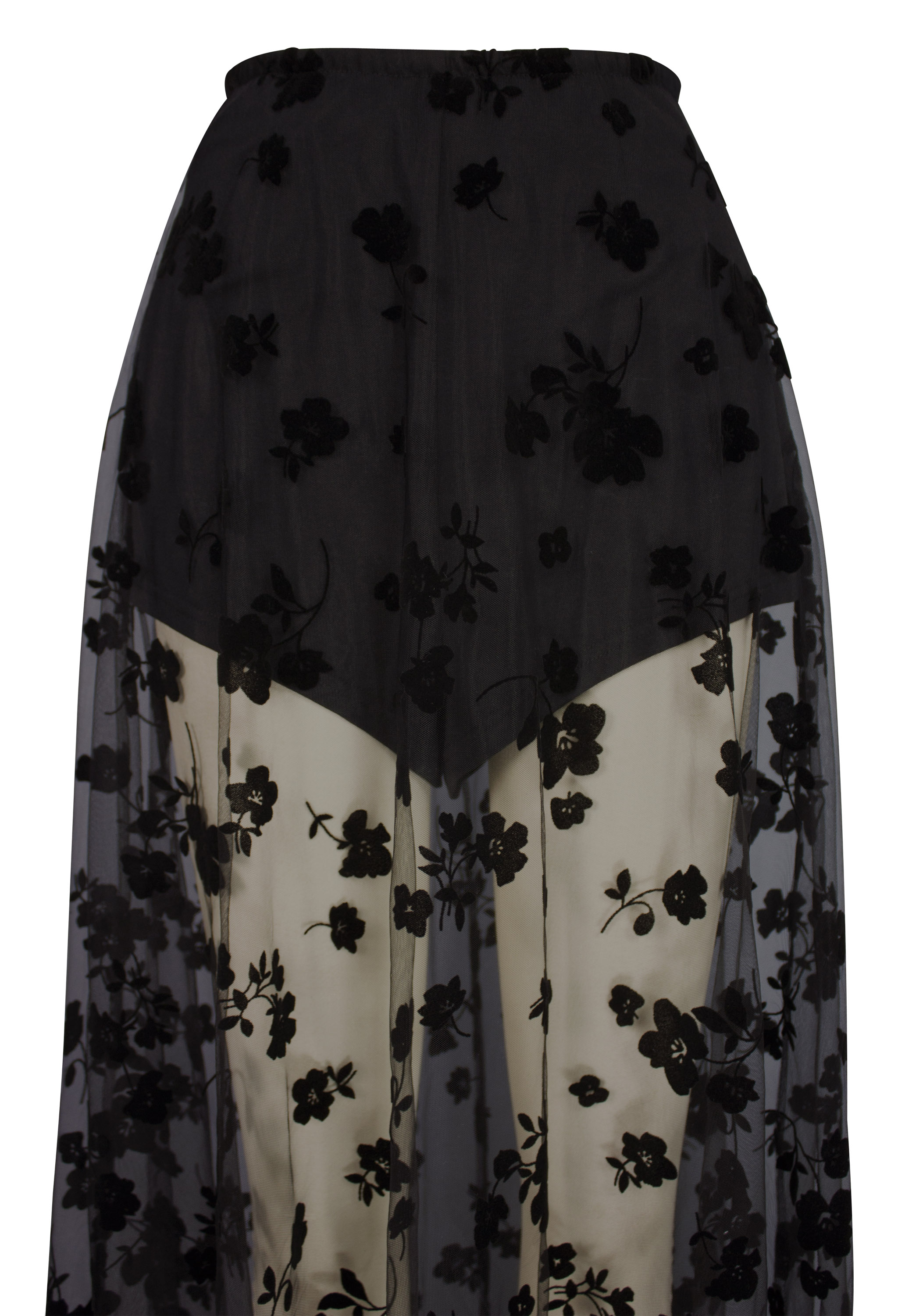 Velvet Mesh Maxi Skirt