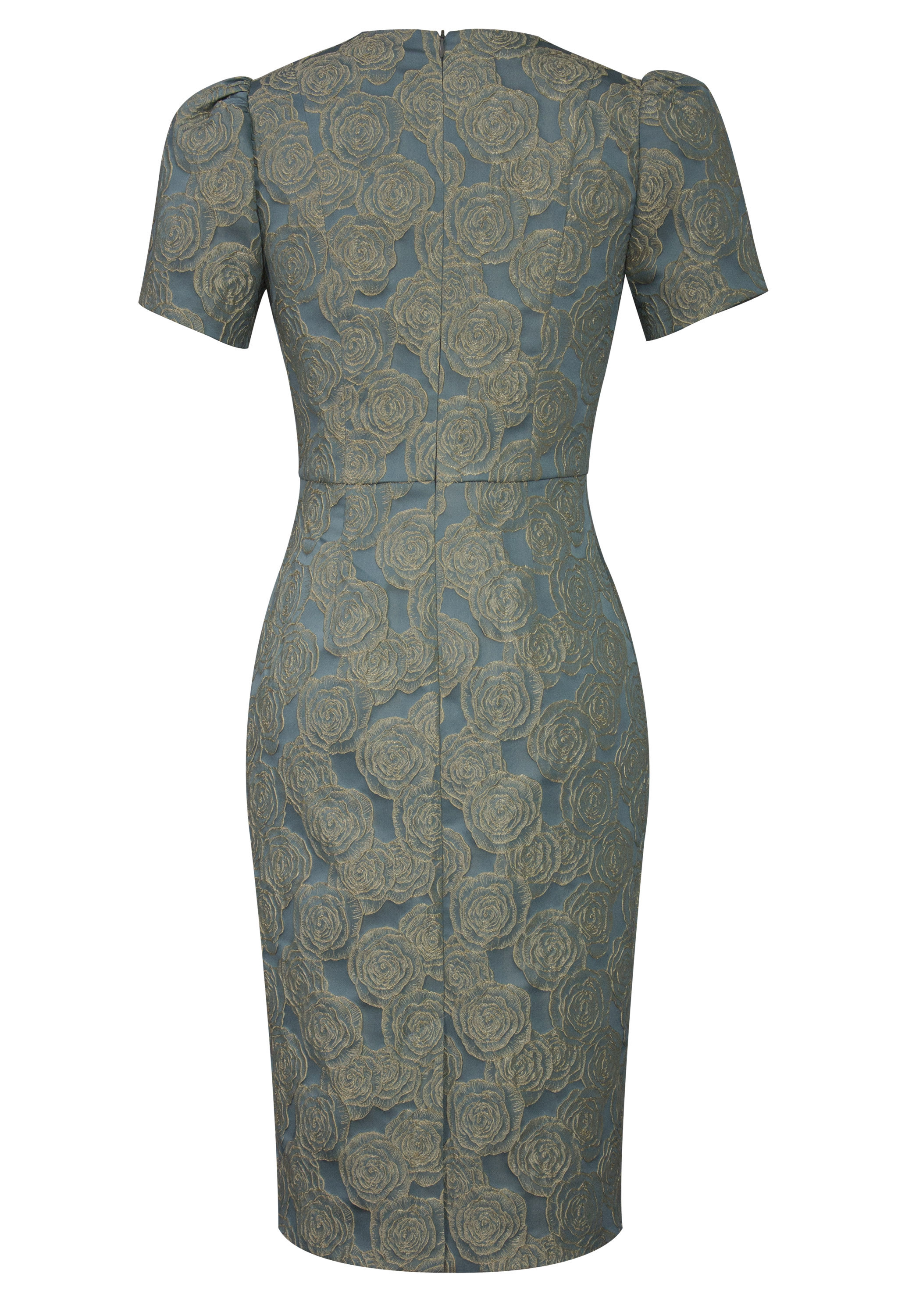 Rosettes Metallic Jacquard Dress