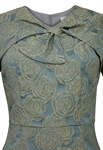 Rosettes Metallic Jacquard Dress