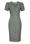 Rosettes Metallic Jacquard Dress