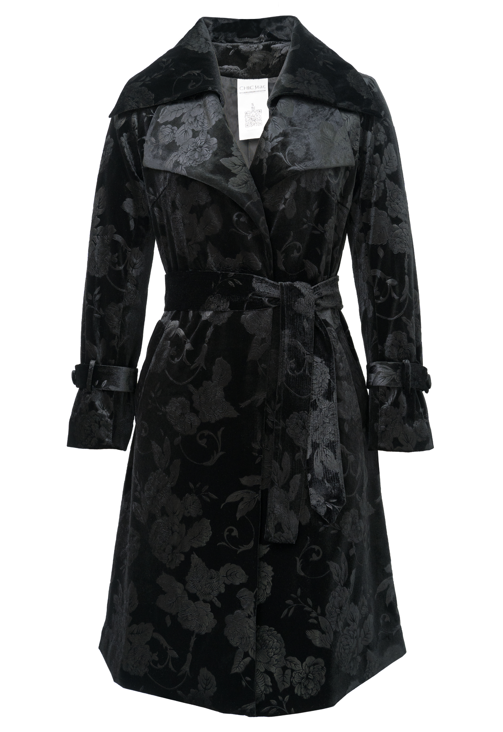 Floral Velvet Double-Collar Coat