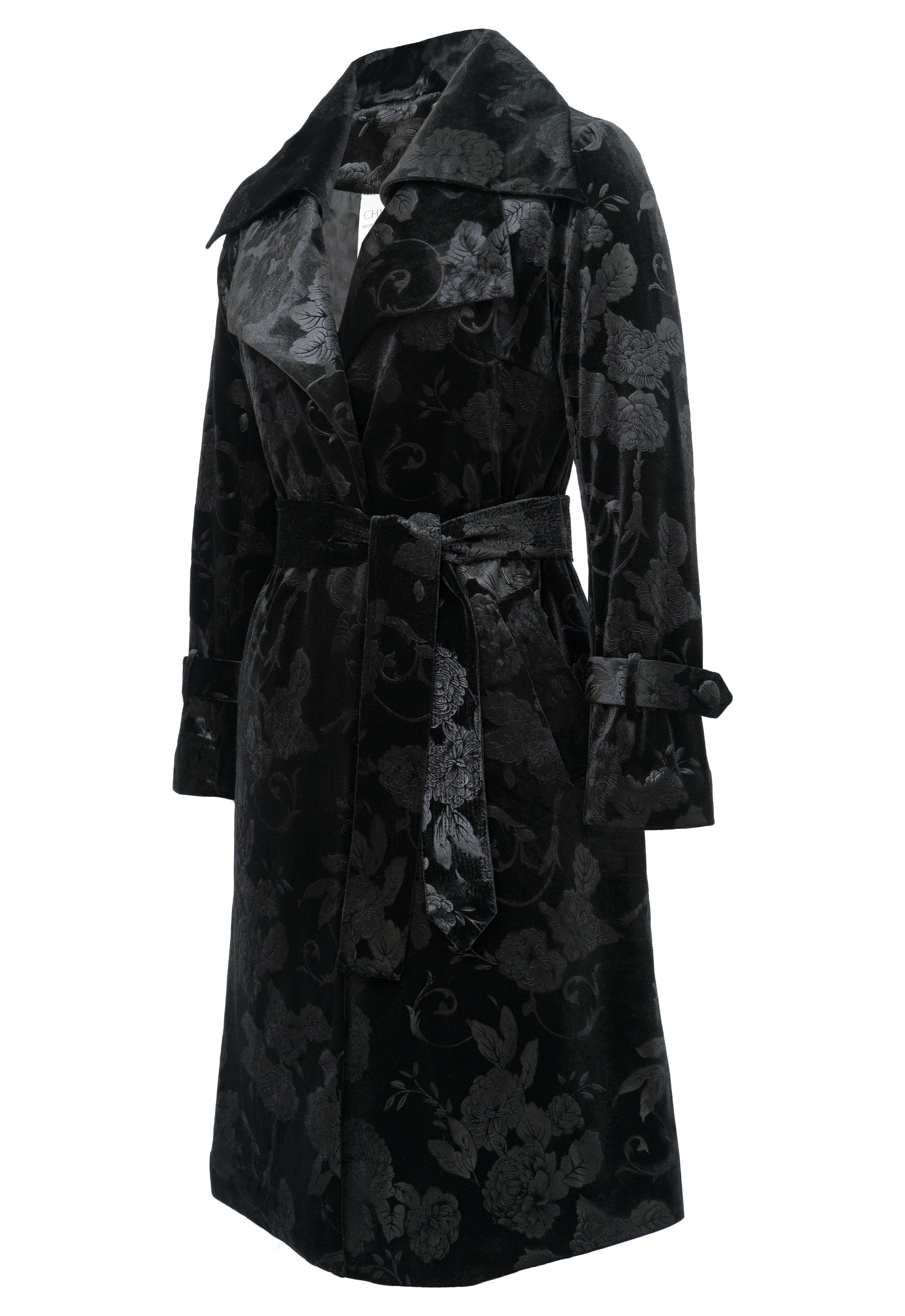 Floral Velvet Double-Collar Coat