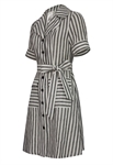Linen Stripe Layered-Collar Shirtdress
