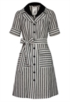 Linen Stripe Layered-Collar Shirtdress