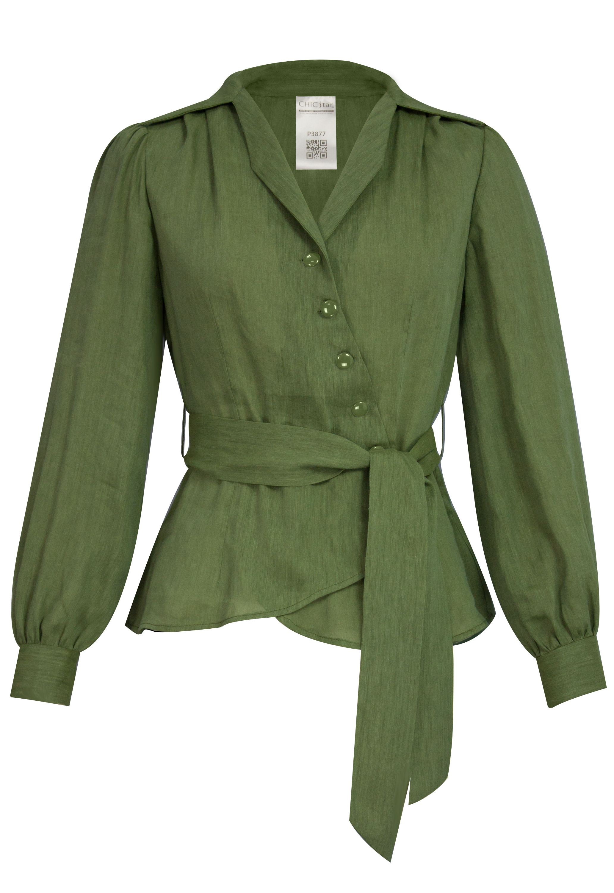Acetate Belted Wrap Shirt