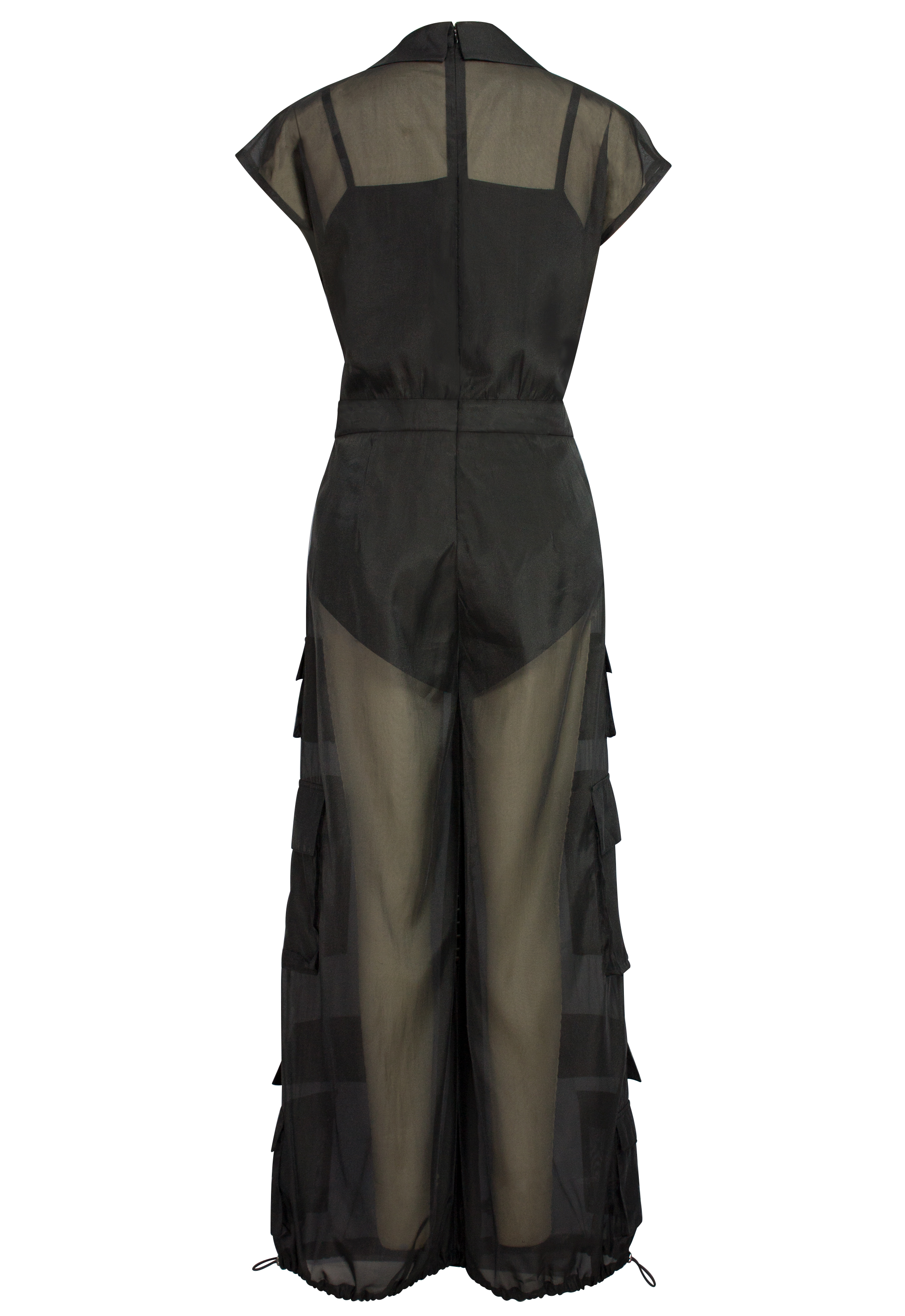 Viscose Organza Cargo Jumpsuit