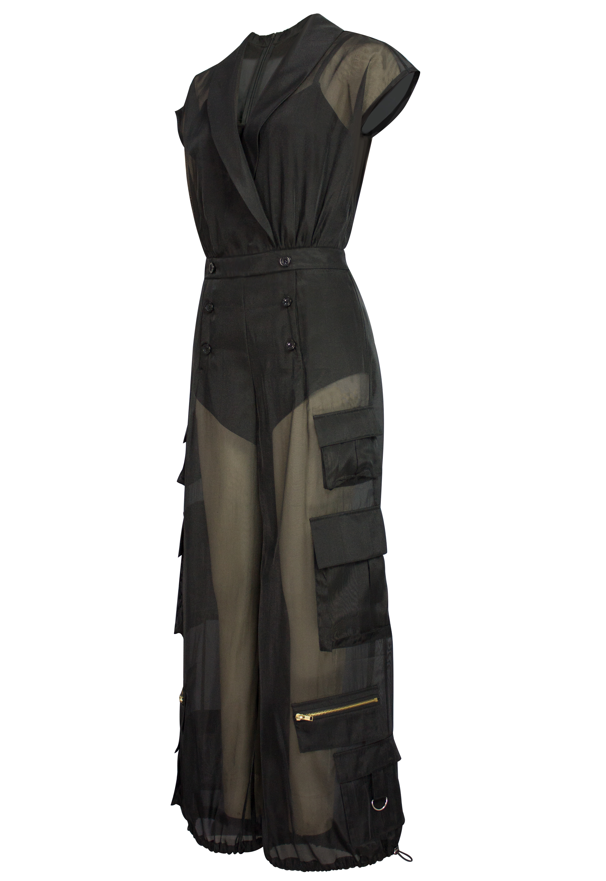 Viscose Organza Cargo Jumpsuit