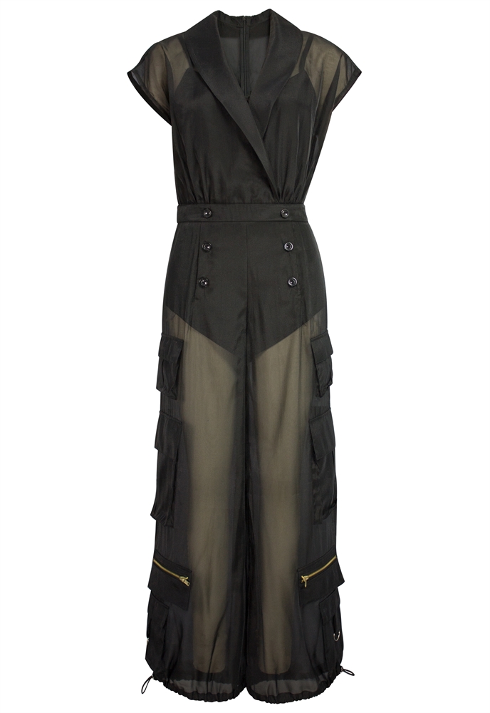 Viscose Organza Cargo Jumpsuit