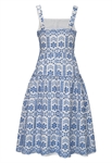 Eyelet Embroidery summer dress, floral pattern, sleeveless design, scalloped hem