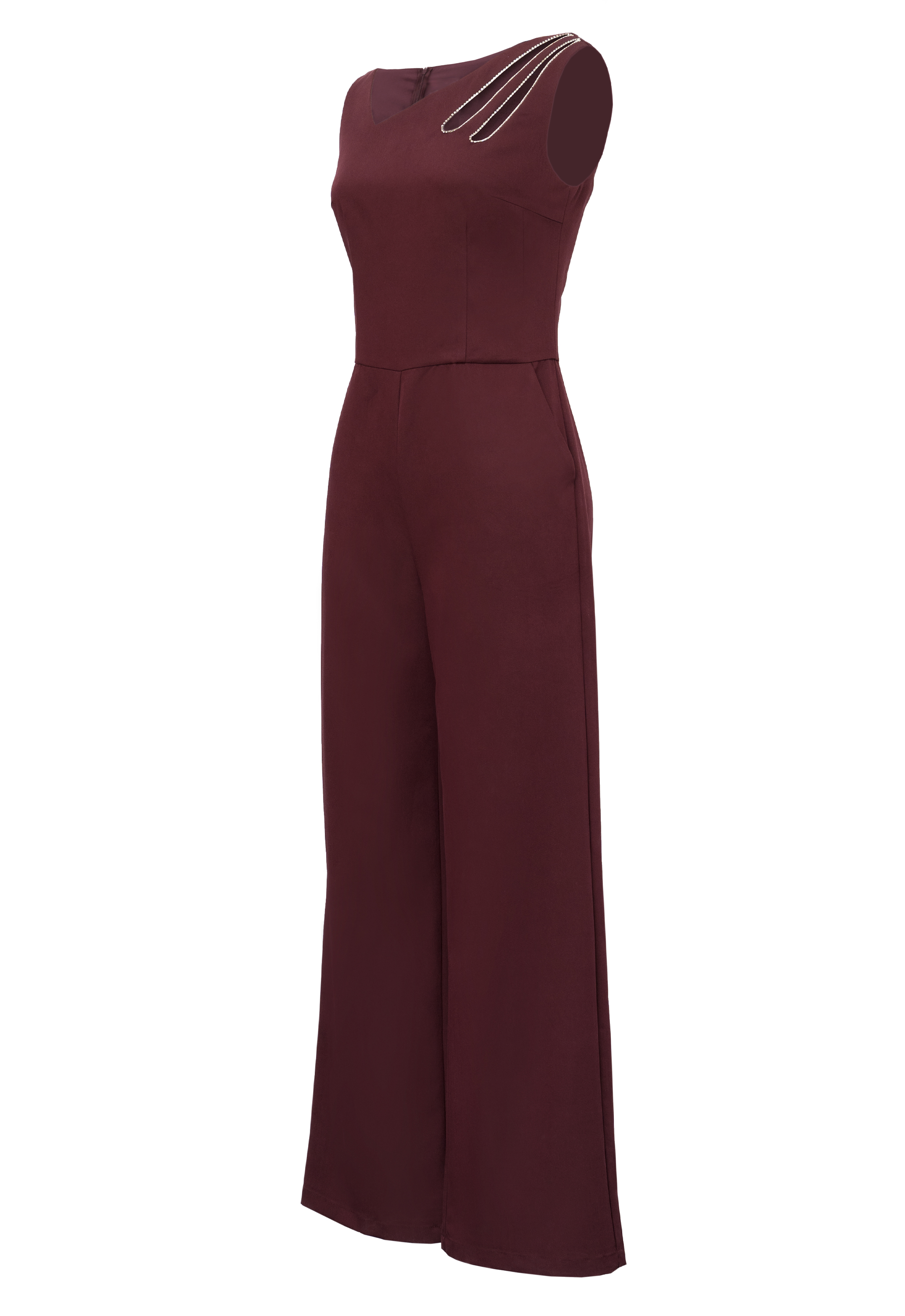 Modal Rhinstone Cut-Out Jumpsuit