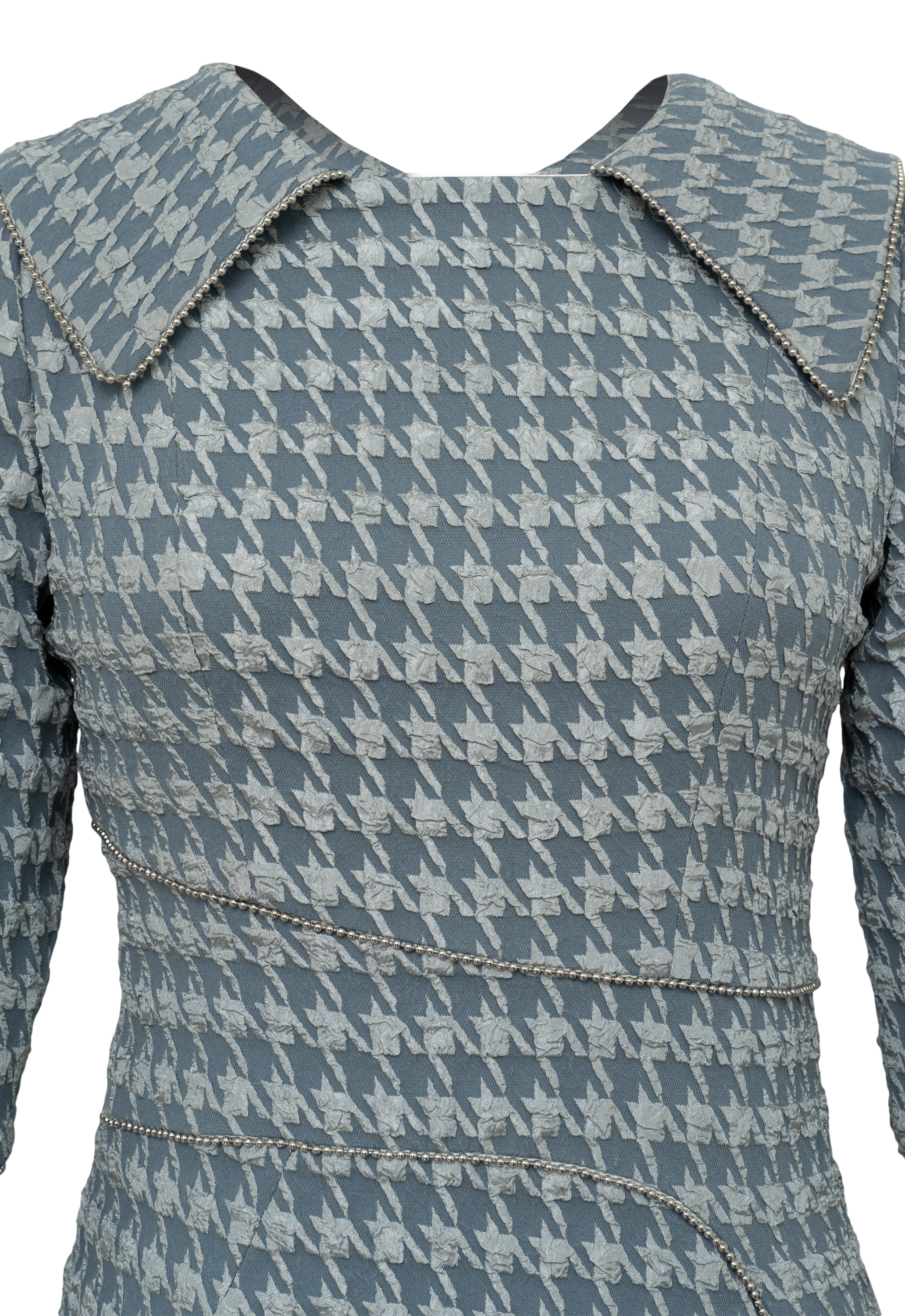 Trimed Houndstooth Jacquard Dress