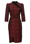 Embossed Jacquard Buttons Dress