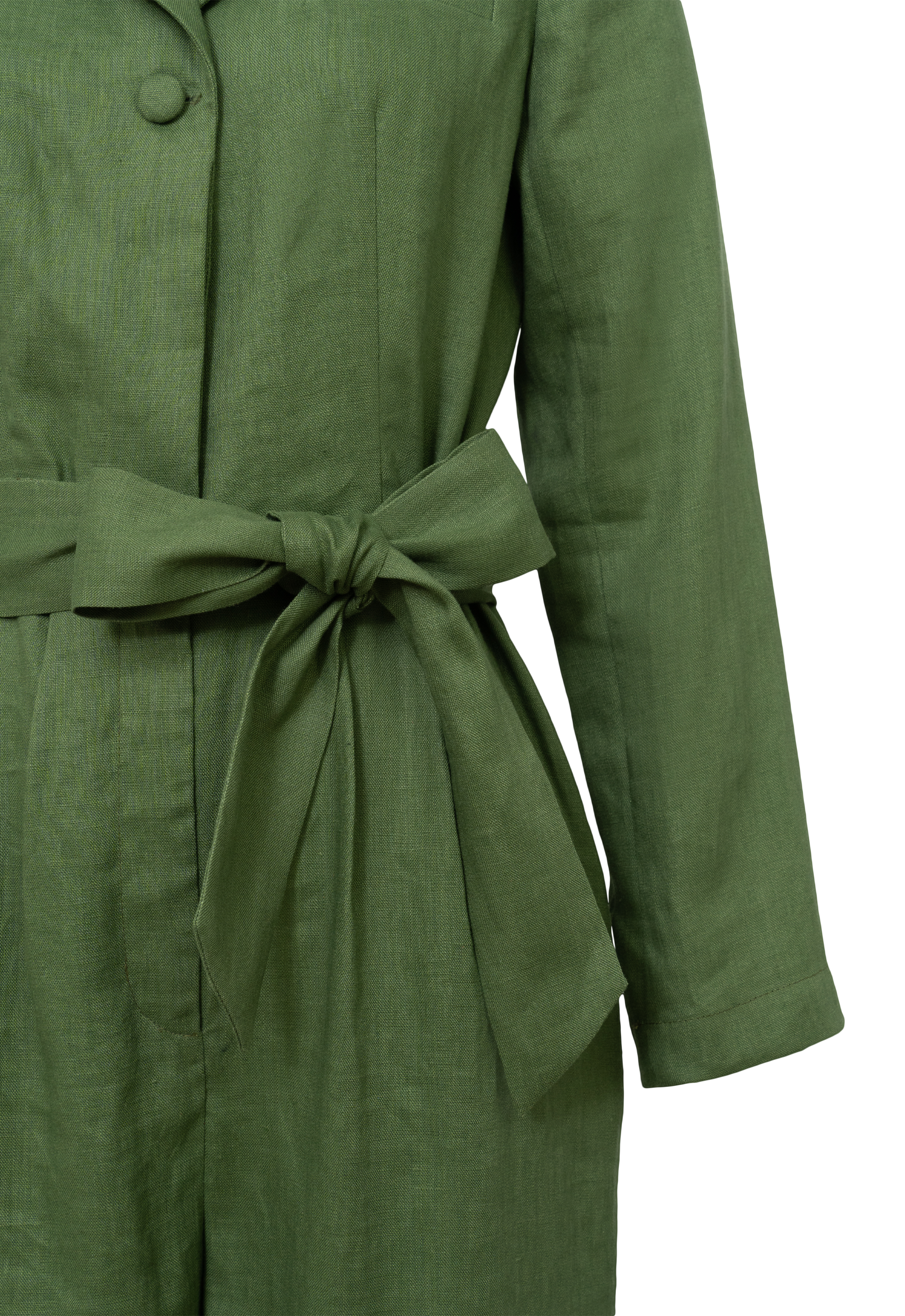 Linen One-Button Belt Jumpsuit