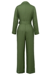 Linen One-Button Belt Jumpsuit