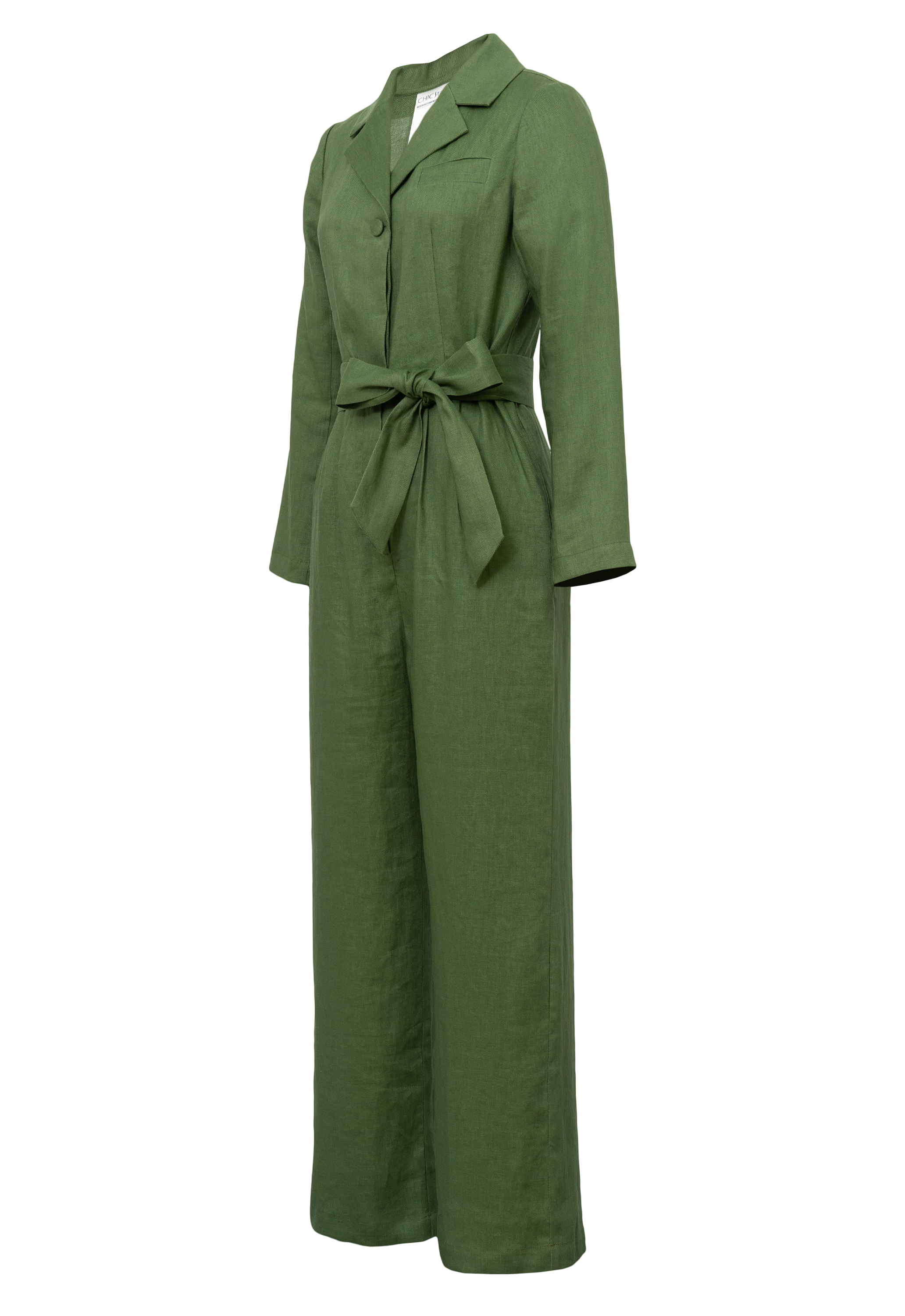 Linen One-Button Belt Jumpsuit