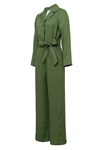 Linen One-Button Belt Jumpsuit