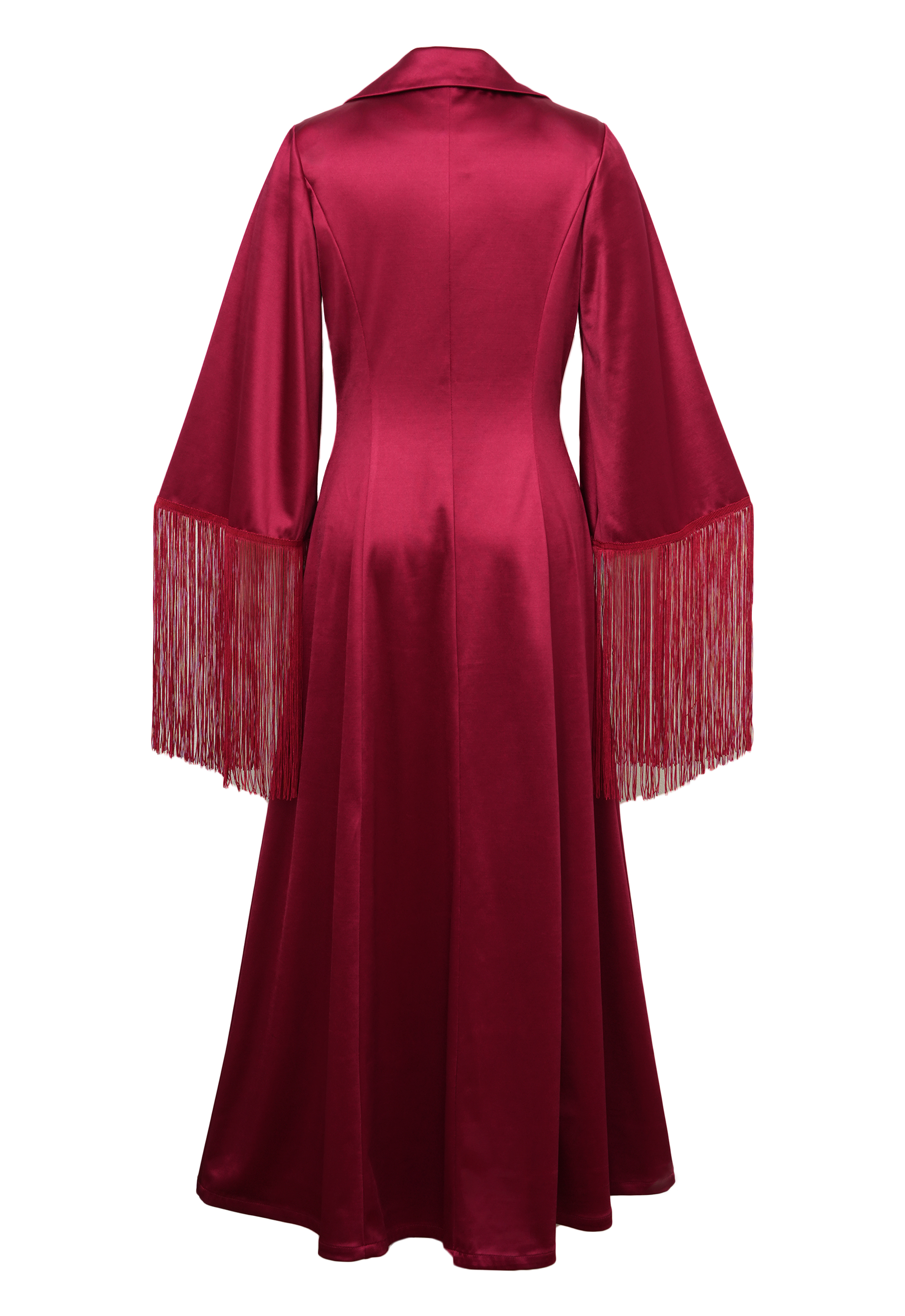 Satin Fringe Maxi Coat