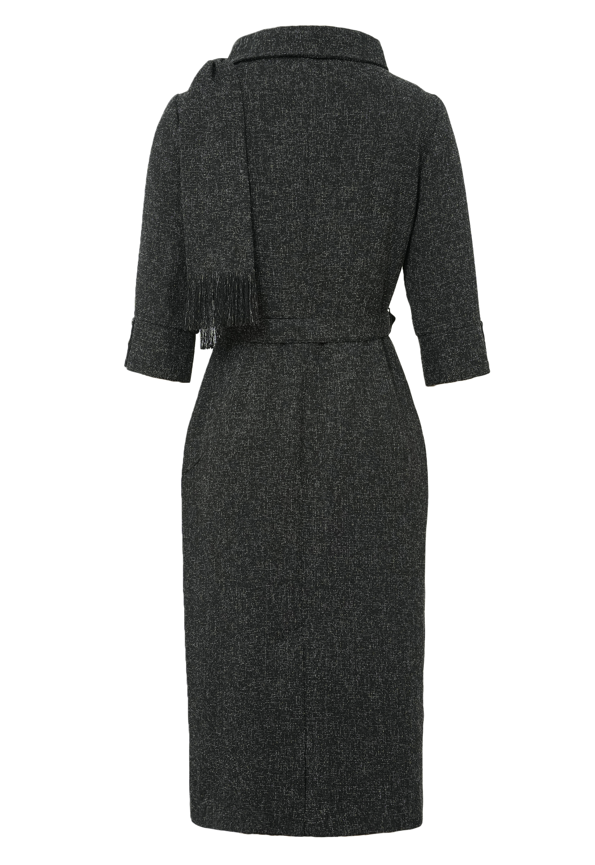 Boucle Tweed Drape Dress