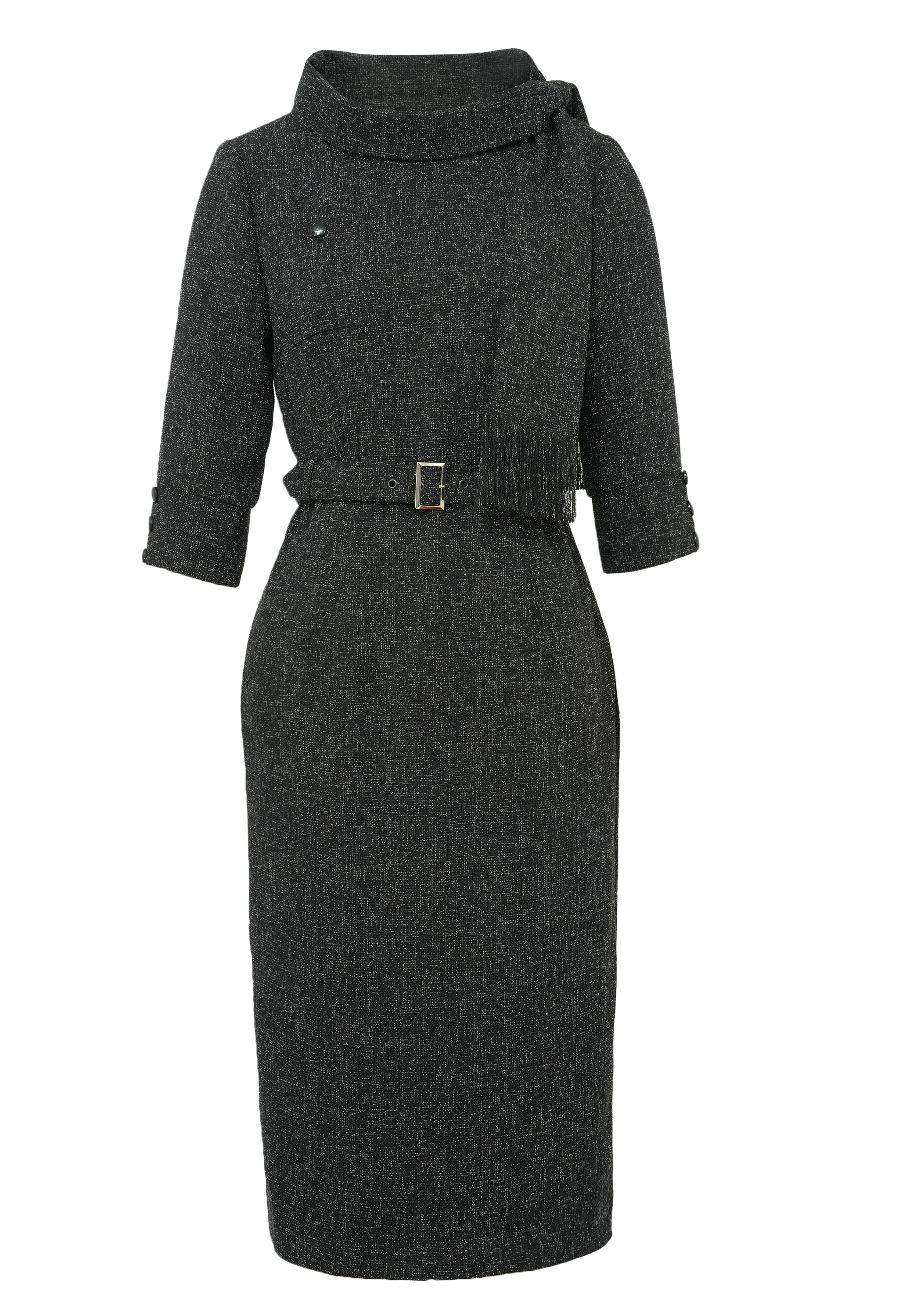 Boucle Tweed Drape Dress