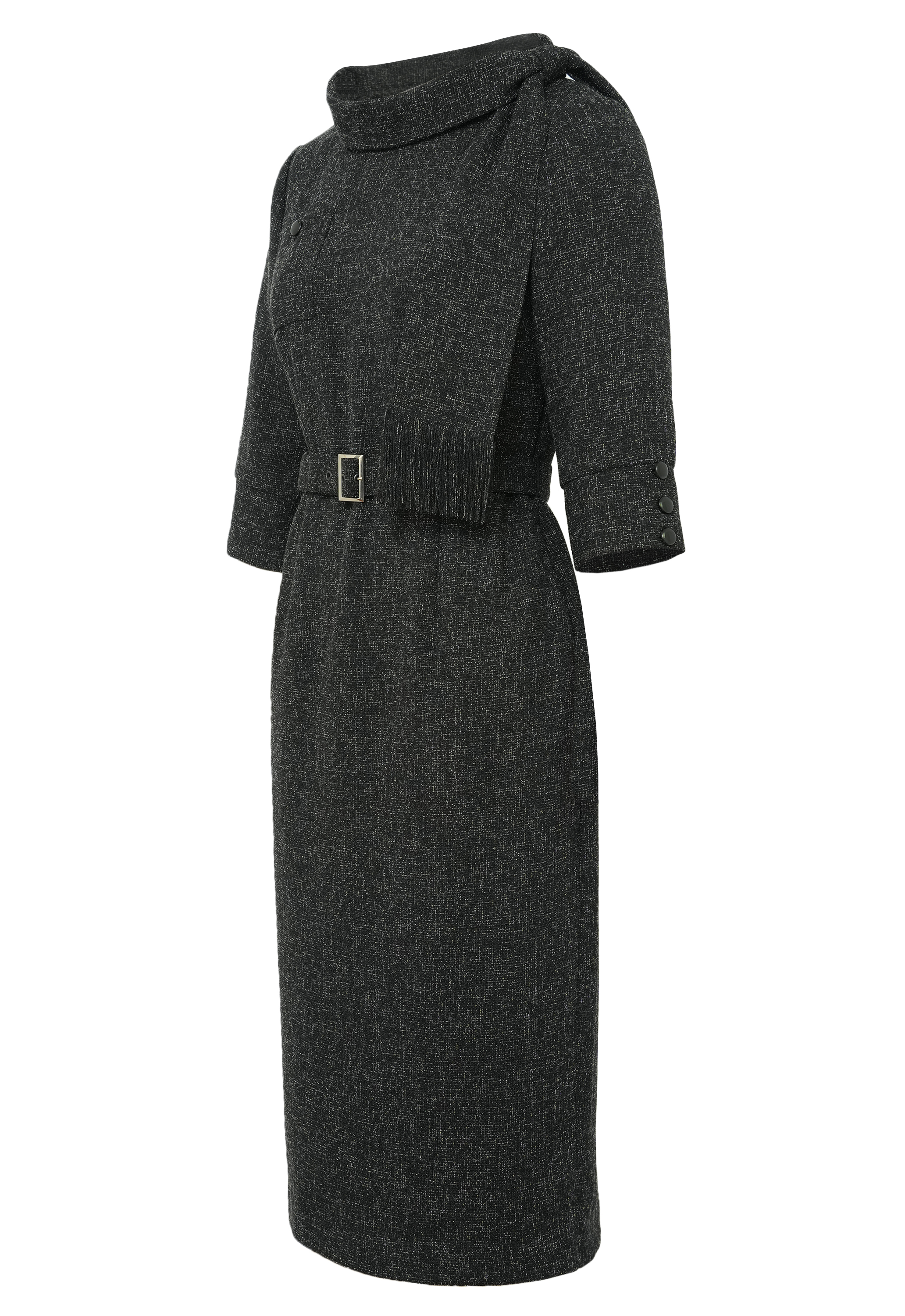 Boucle Tweed Drape Dress