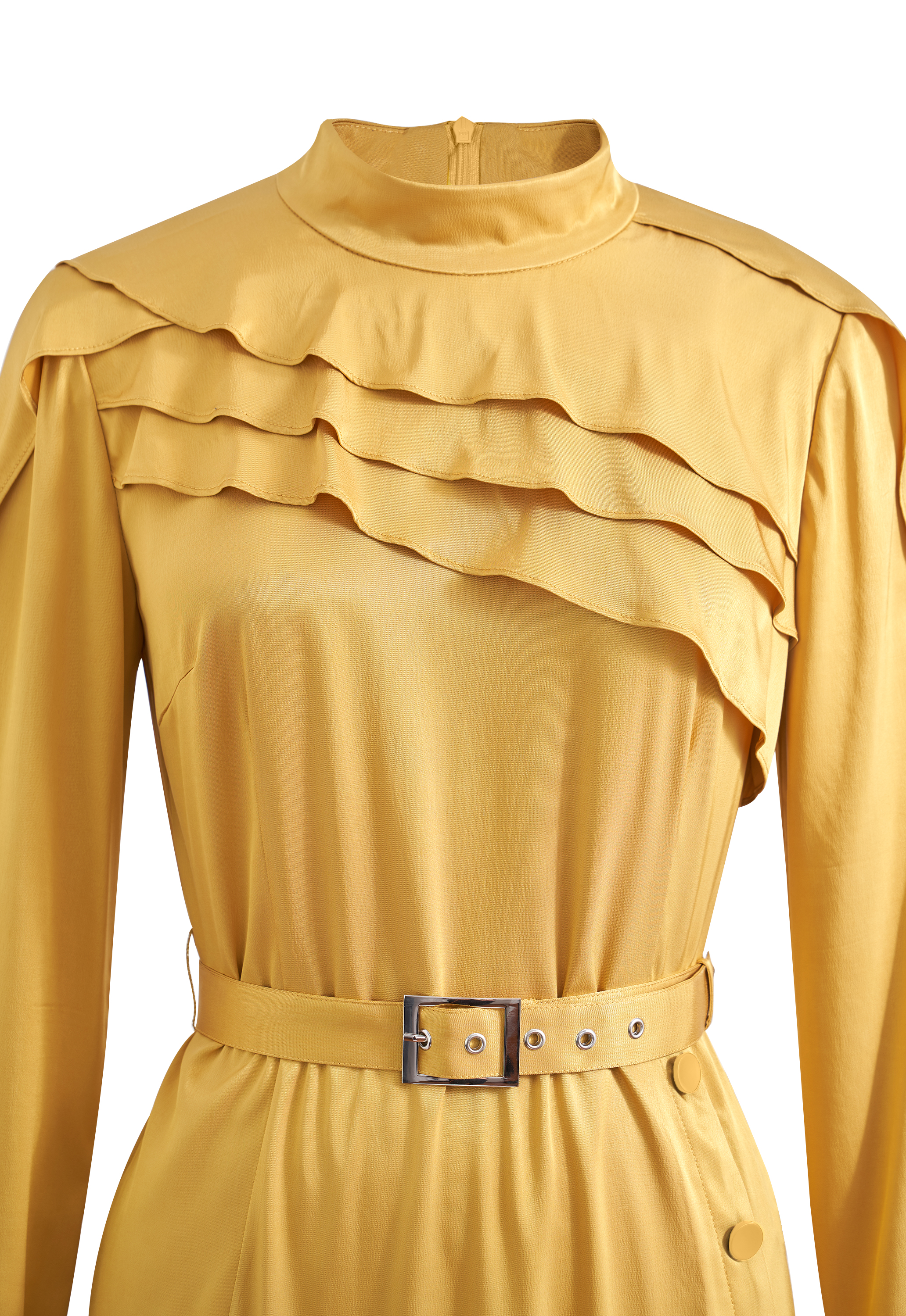 Viscose Ruffles Asymmetric Dress