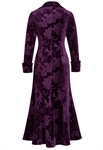 Velvet Coat Dress, Floral Pattern, Long Sleeves With Cuffed Ends, Victorian Style
