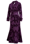 Velvet Coat Dress, Floral Pattern, Long Sleeves With Cuffed Ends, Victorian Style