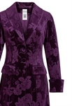 Velvet Coat Dress, Floral Pattern, Long Sleeves With Cuffed Ends, Victorian Style