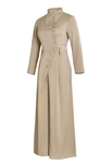 Acetate Jumpsuit, High Collar, Asymmetrical Button Closure, Fitted Waist, Wide-leg Pants, Long Sleeves