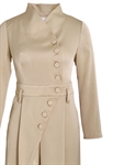Acetate Jumpsuit, High Collar, Asymmetrical Button Closure, Fitted Waist, Wide-leg Pants, Long Sleeves