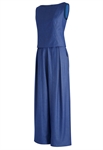 3-Piece Pinstripe Pantsuits, Asymmetrical Draped Collar, Wide-leg Pants, Fitted Waist
