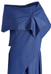 3-Piece Pinstripe Pantsuits, Asymmetrical Draped Collar, Wide-leg Pants, Fitted Waist