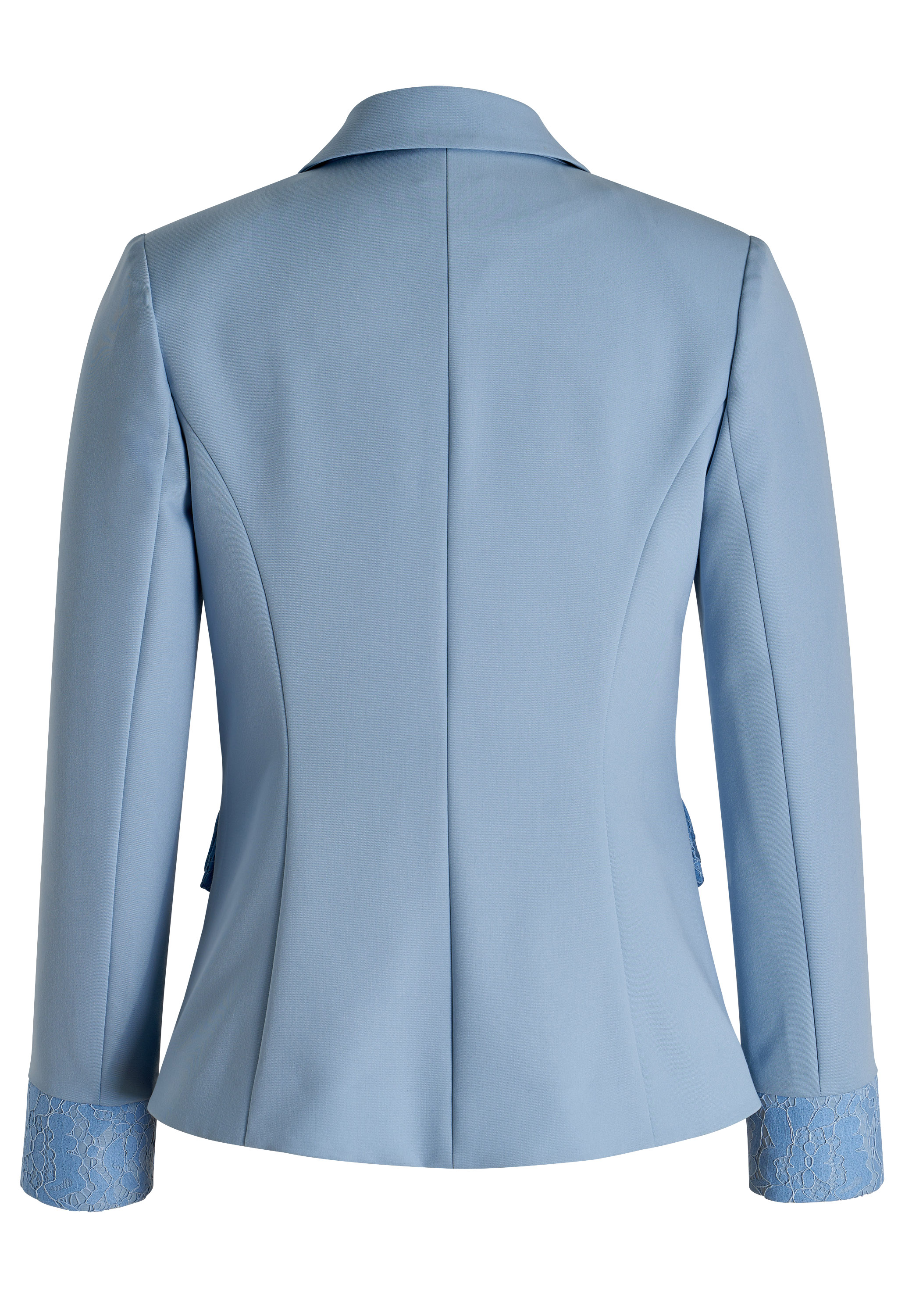 Blazer Jacket, Lace Trim Details,  Embellished Lapels, Ornate Cuffs, Flap Pockets