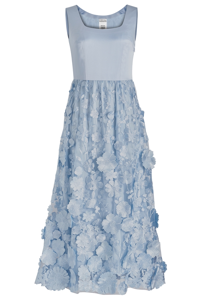 Formal Dress, Floral Applique Skirt, 3D Flower Embellishments