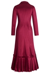 Long Coat Dress, Double-breasted Buttons, Pleated Ruffle Hem, Notched Lapel Collar