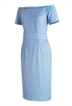 Elegant Evening Dress, Off-shoulder Neckline, Dramatic Draped Sleeve, Rhinstone Polka Dot