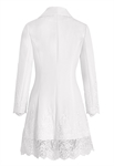 Elegant Coat, Lace Embellishments, Fitted Waist, Wide Lapels, Intricate Floral Patterns