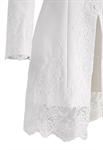 Elegant Coat, Lace Embellishments, Fitted Waist, Wide Lapels, Intricate Floral Patterns