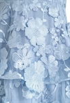 Floral Wedding Dress, Tiered Skirt, Cap Sleeves, Delicate 3D Embroidery Floral Appliques