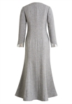 Long Elegant Coat Dress, Asymmetric Design, Tweed Fabric, Metallic Sequin Panel, Fitted Waist
