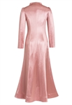 Satin Coat Dress, Double-breasted Buttons, High Mandarin Collar, Fitted Long Sleeves