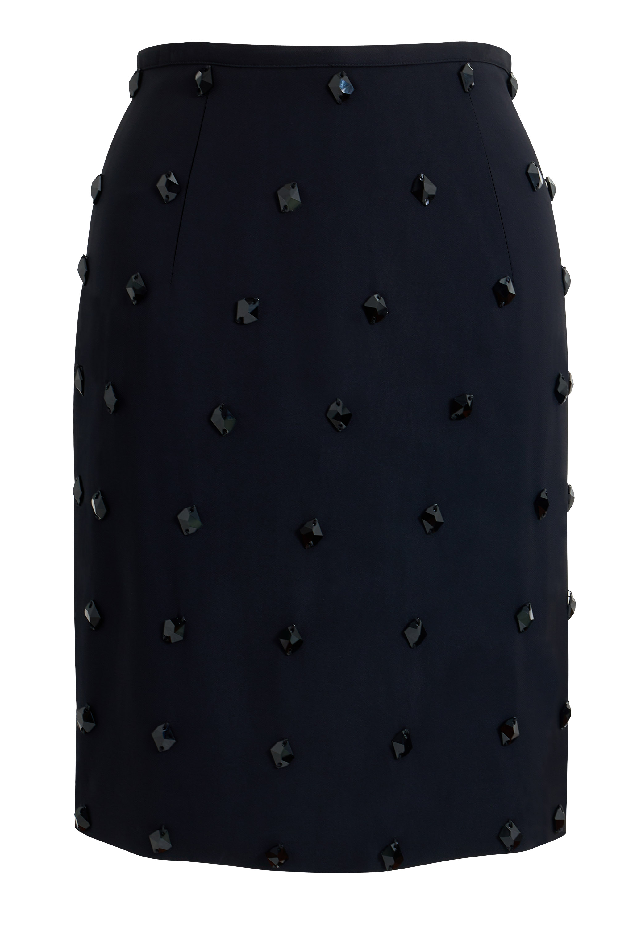 Pencil Skirt, Crystal Embellishments, Fitted Silhouette, Knee-length Cut, All-over Rhinestone Pattern
